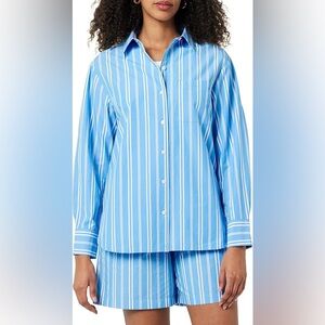 Blue and White Striped Shorts